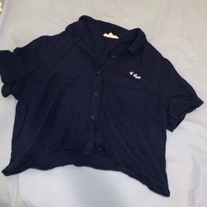 Collared Button Down Crop Top